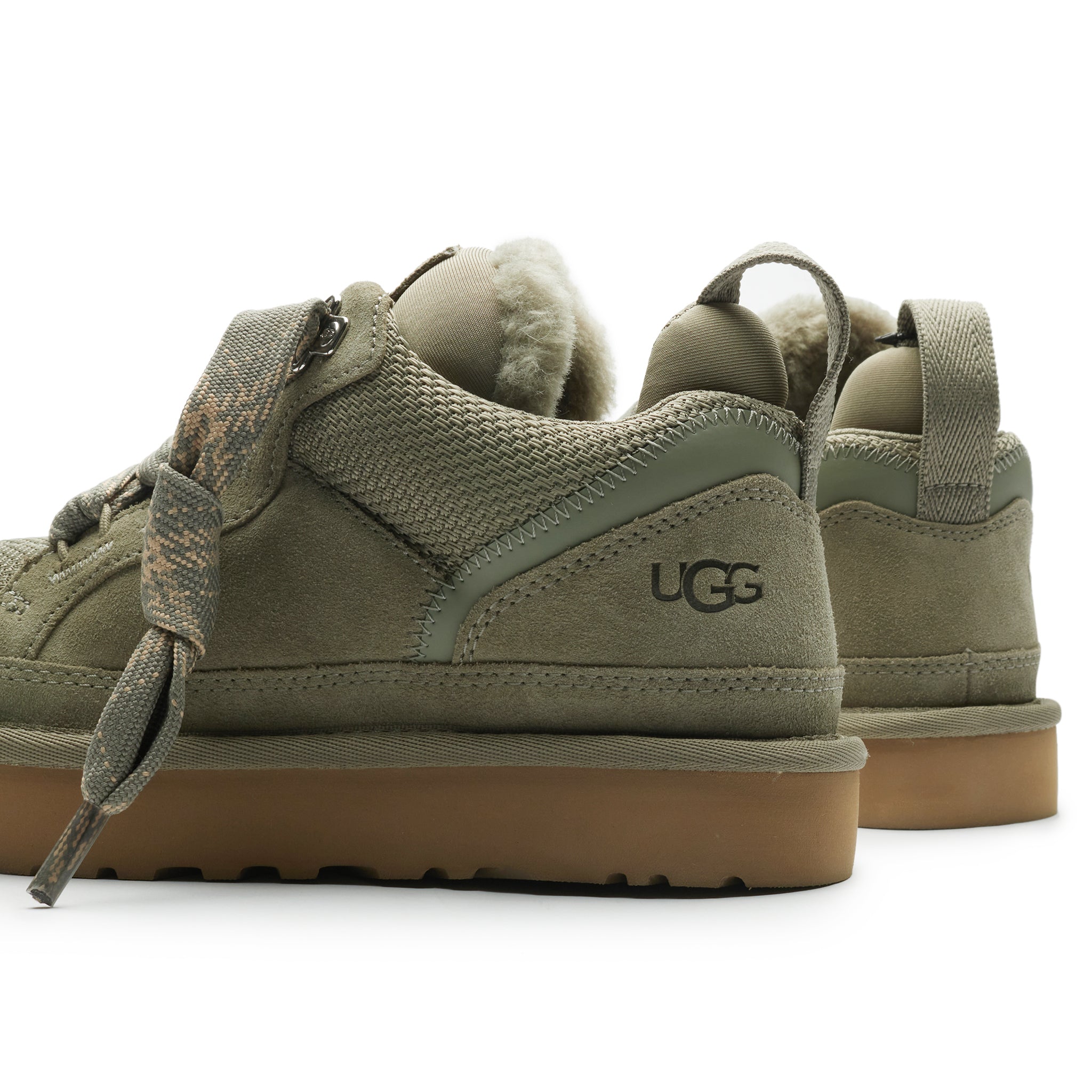 Back heel view of UGG Lowmel Trainer (W) Moss Green 1144032-MSG